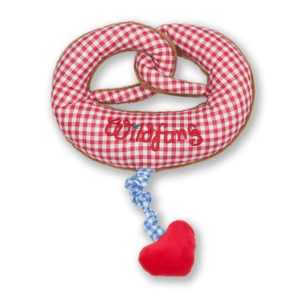 Plüsch Brezel-Spieluhr Kariert Mit Herz In Rot/Weiß 2 Plüsch Brezel-Spieluhr Kariert Mit Herz In Rot/Weiß – Bild 2