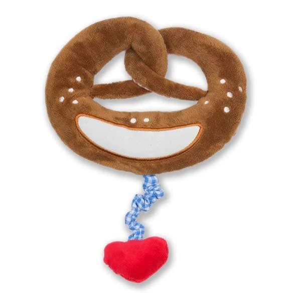 Plüsch Brezel-Spieluhr Kariert Mit Herz In Rot/Weiß 1 Plüsch Brezel-Spieluhr Kariert Mit Herz In Rot/Weiß