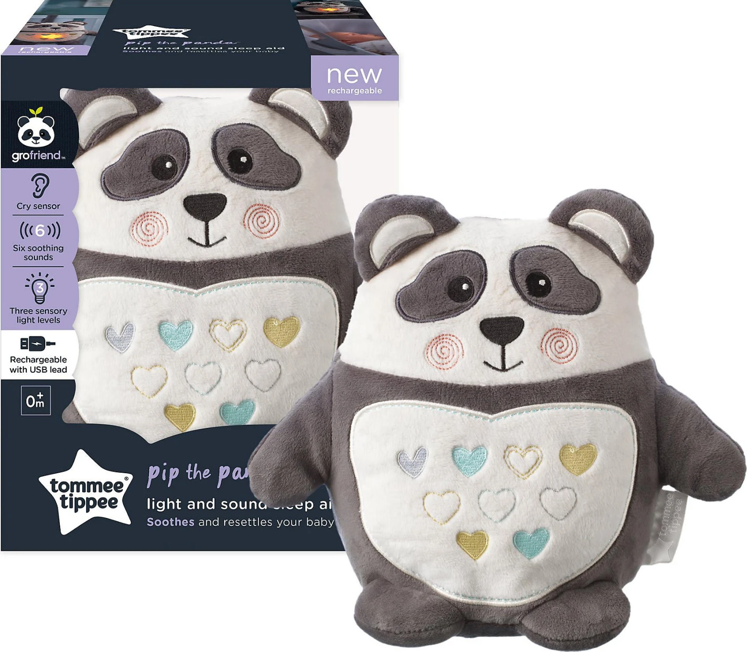 Tommee Tippee Grofriend Wiederaufladbare Einschlaf- Und Durchschlafhilfe, Pip Der Panda 1 Tommee Tippee Grofriend Wiederaufladbare Einschlaf- Und Durchschlafhilfe, Pip Der Panda